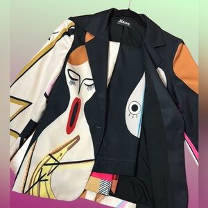 Abstract 2 piece blazer set